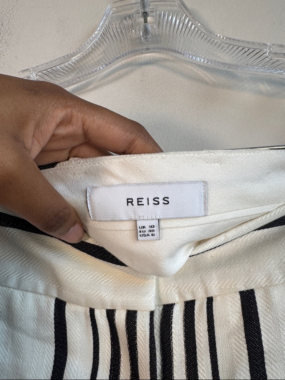 Reiss High-Waist Cream and Black Striped Shorts - Picture 6 of 6